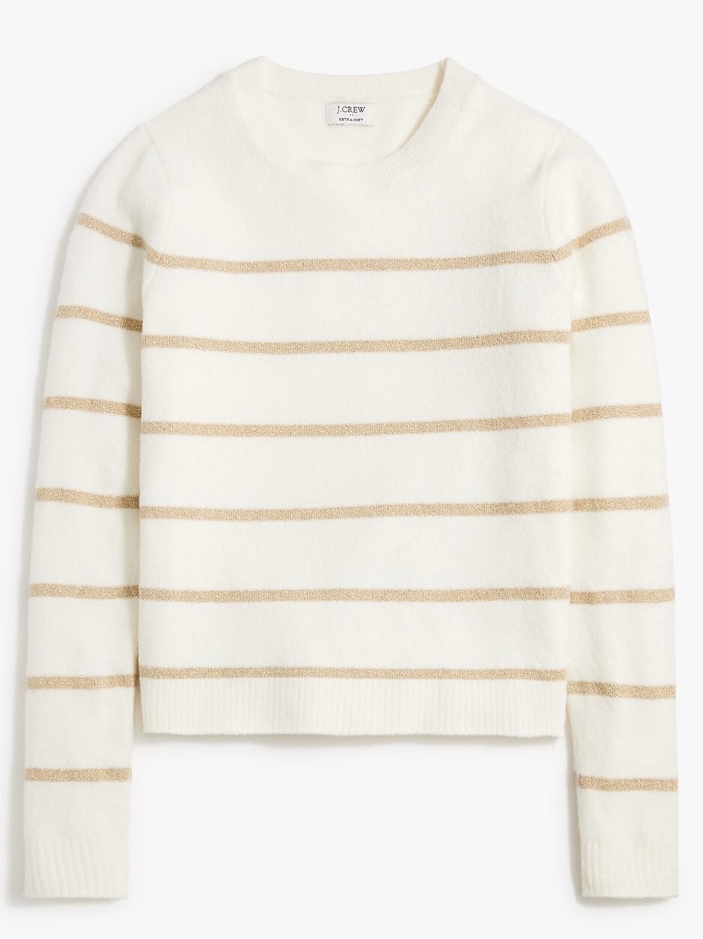 NWT J. Crew Cream and Tan Striped Crewneck Sweater - Sz M